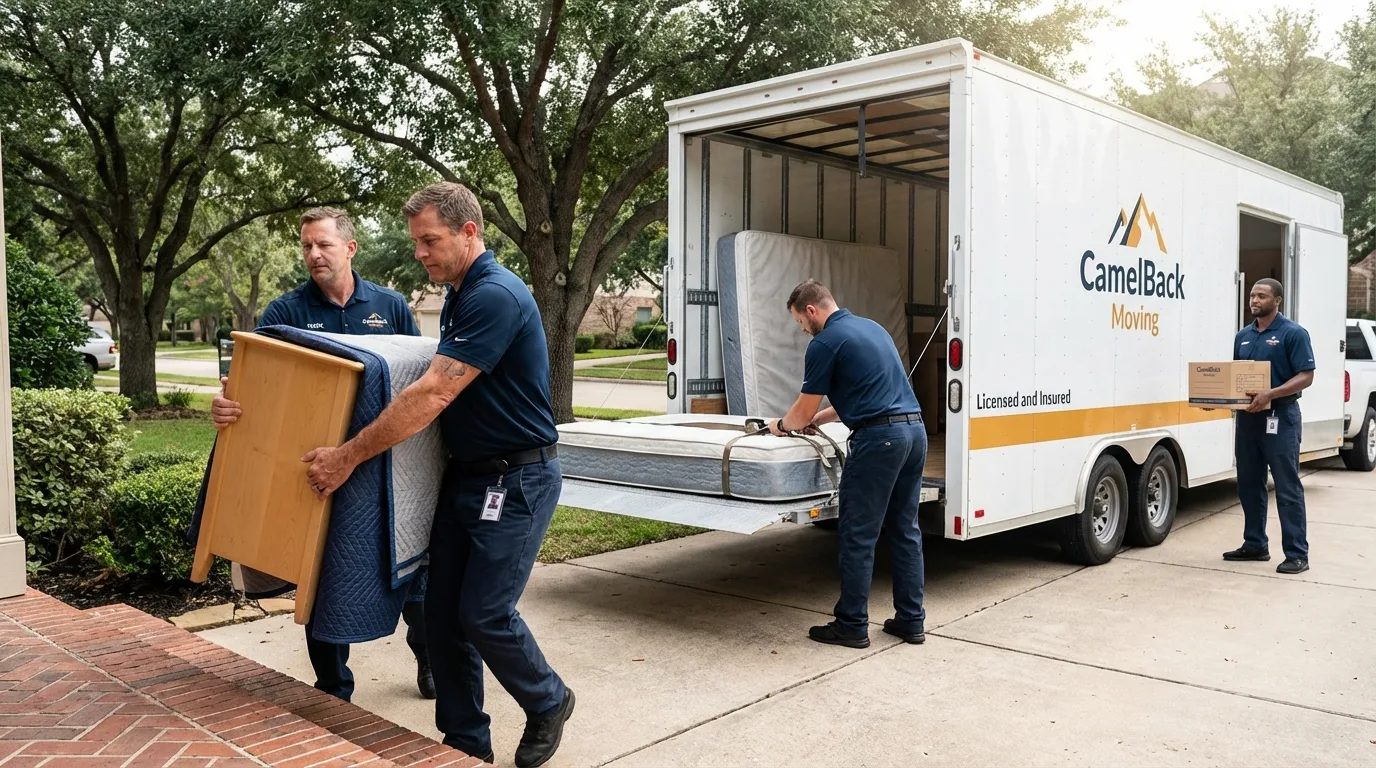 Crew loading residential truck for cross-state move from Philmont, NY