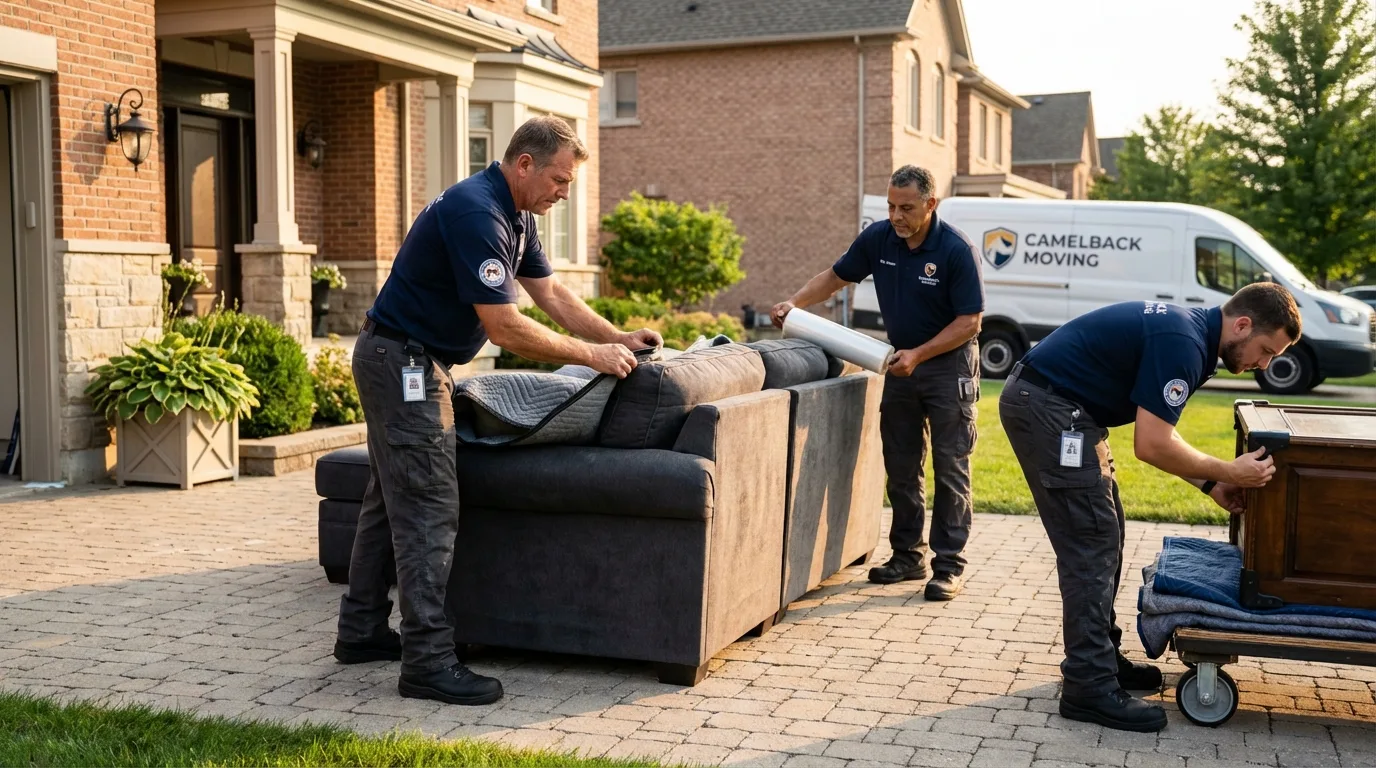 Large estate moving crew wrapping furniture in Philmont, NY